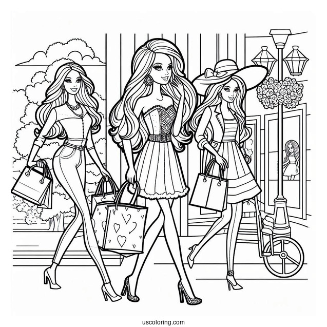 Barbie Out Shopping Coloring Sheet