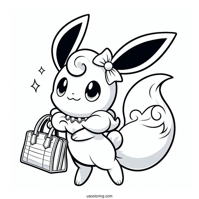 Happy Sylveon Coloring Page Carrying Handbag