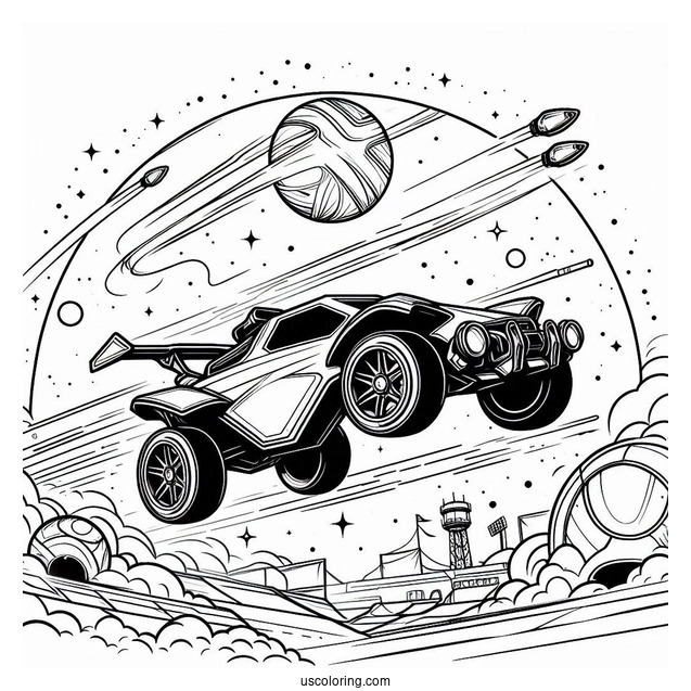 Rocket League Coloring Page Battle Car In The Air With The Ball