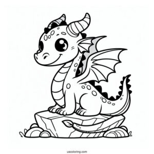 Easy To Color In Dragon For Preschoolers