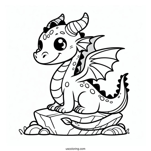 Easy To Color In Dragon For Preschoolers