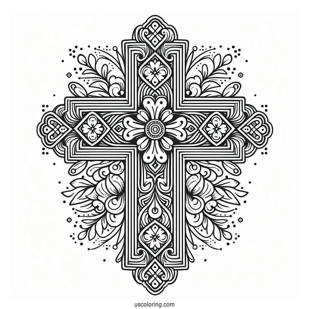 Traditional Style Cross Coloring Sheet