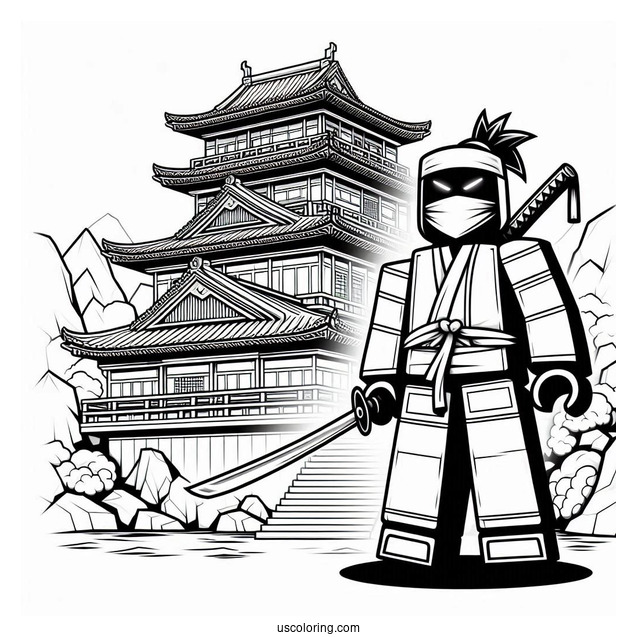 Roblox Neon Ninja In Front Of Japanese Castle