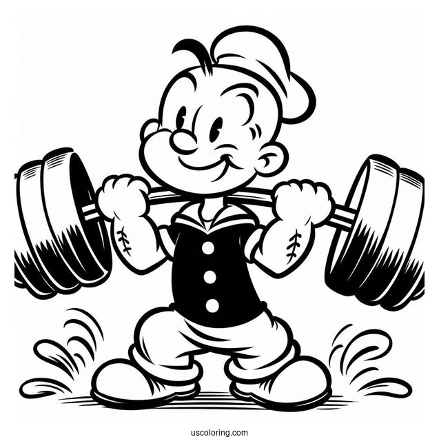 Popeye Coloring Page Lifting Weights