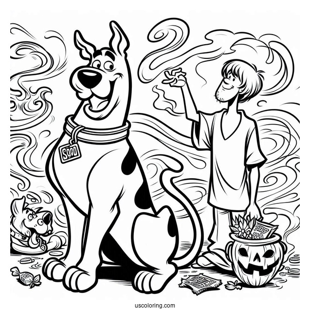 Scooby And Shaggy With Scooby Snax To Color
