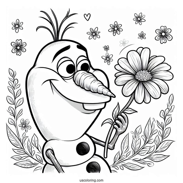 Olaf Looking At a Flower