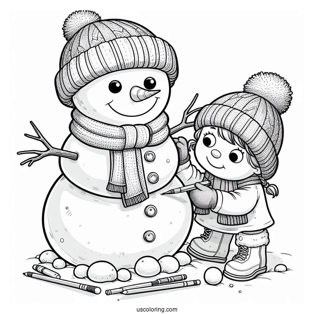 Realistic Looking Snowman Being Made By Kids