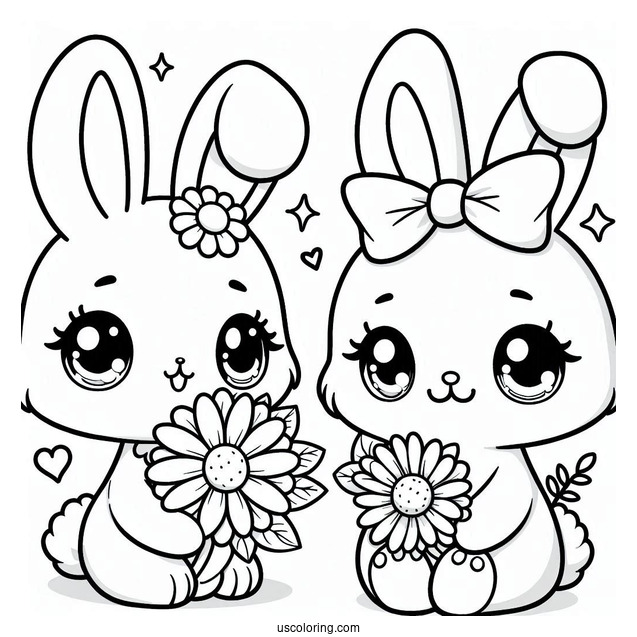 Sunny Bunnies Coloring Page Of Kawaii Iris For Preschoolers