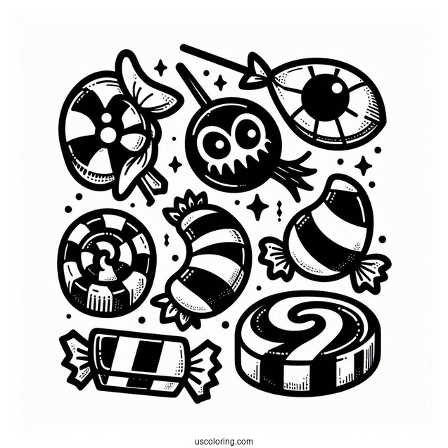 Spooky Halloween Candy To Color