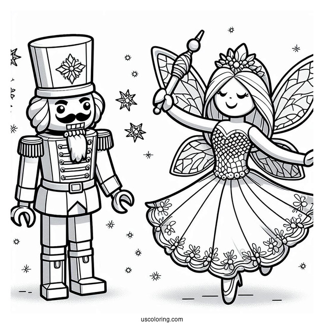 Lego Nutcracker Dancing With Sugar Plum Fairy To Color