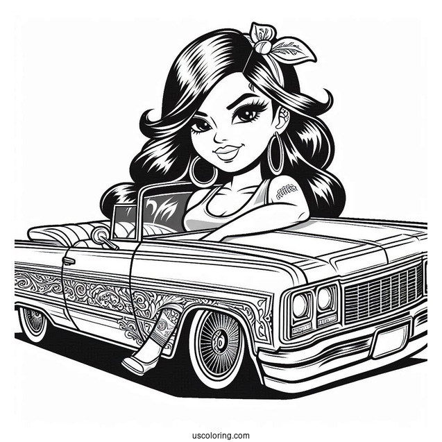 Cartoon Lowrider Coloring Page For Kids
