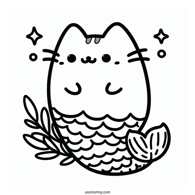 Mermaid Pusheen Coloring Page