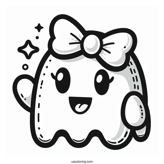 Cute Mrs. Pac-Man Coloring Page Outline