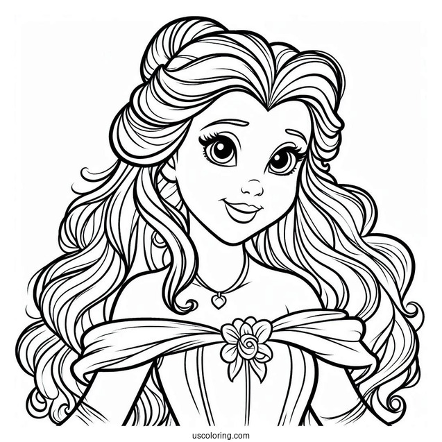 Easy Coloring Sheet Of Princess Belle