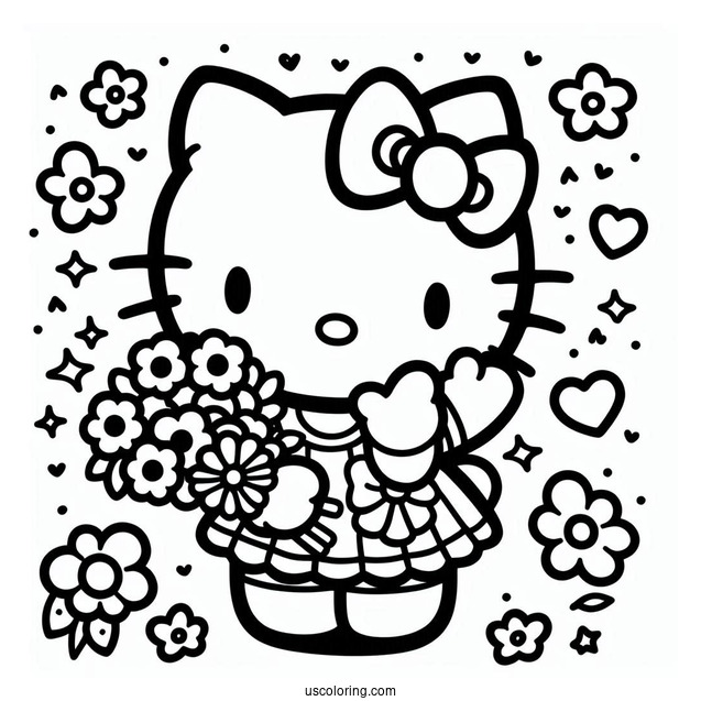 Sanrio Coloring Pages Of Hello Kitty Waving