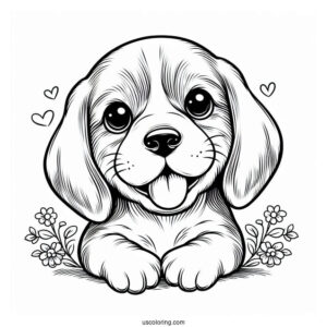 Beagle Puppy With Tongue Out Coloring In