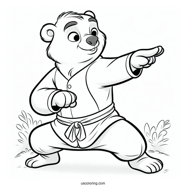 Jungle Book Coloring Page Of Simple Baloo In Kung Fu Pose For Kids
