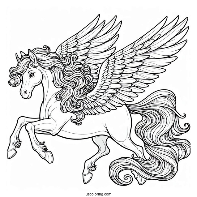 Majestic Pegasus Coloring Page With Large Wings