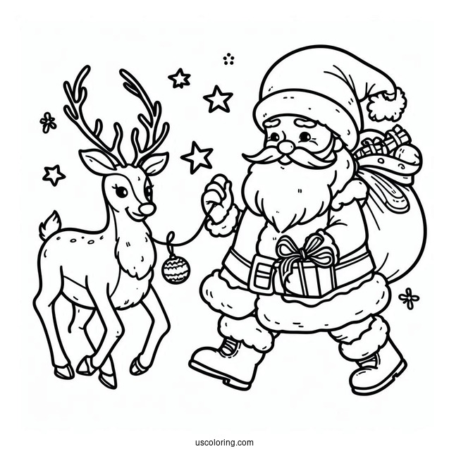 Easy Outline Of Santa With Dasher And Comet_