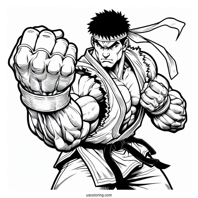 Street Fighter Coloring Page Of Easy Street Fighter Ryu Kids