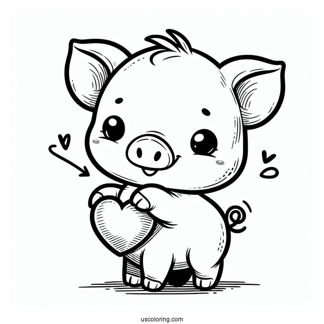 Piglet Coloring Page Wearing A Heart Sign