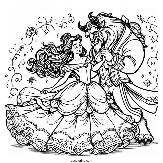 Princess Belle Dancing With Adam The Beast