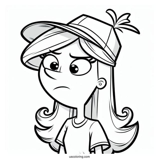 Phineas And Ferb Coloring Page Of Candace Flynn Frowning