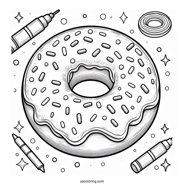 Simple Outline Of Glazed Donut With Sprinkles
