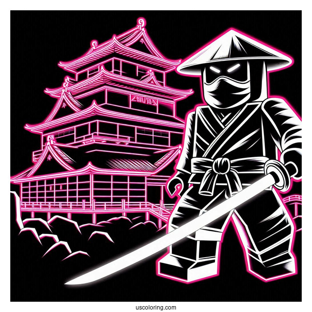 Roblox Neon Ninja In Front Of Japanese Castle