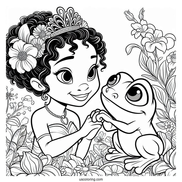 Easy Tiana And Naveen Coloring In For Kids