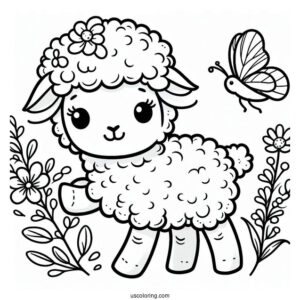 Cute Lamb Coloring For Preschoolers
