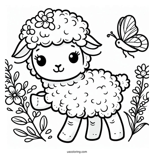 Cute Lamb Coloring For Preschoolers