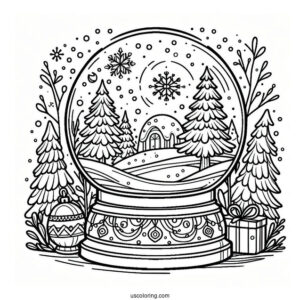 Winter Wonderland Snow Globe Coloring Page For Kids