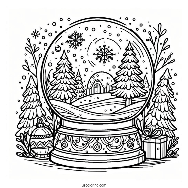 Winter Wonderland Snow Globe Coloring Page For Kids