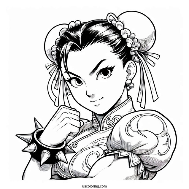Street Fighter Coloring Page Of Pretty Chun Li For Kids
