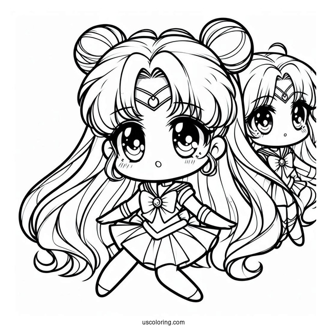 Chibi Sailor Jupiter Coloring In For Preschoolers