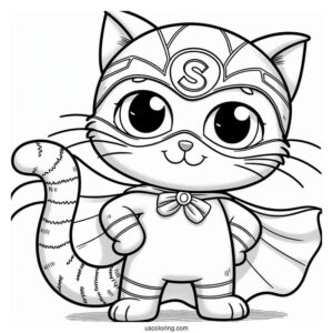Superhero Pete The Cat Coloring Sheet For Kids