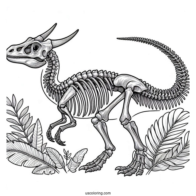 Parasaurolophus Coloring Page Skeleton