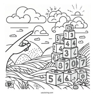 Numberblocks Coloring Page 5 Pointing