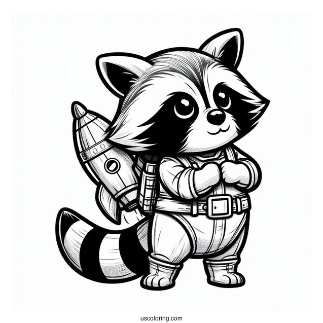 Rocket Raccoon Coloring Page Holding A Normal Racoon For Kids
