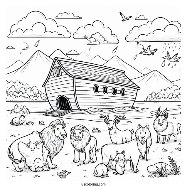 Animals Leaving Noah's Ark Coloring Page