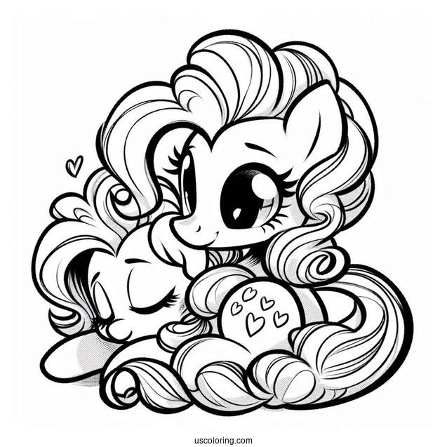 Equestria Girls Pinkie Pie Hugging Pony Pinkie Pie Coloring Page