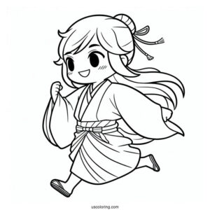 Easy Outline Of Running Tanjiro Coloring Page For Kids