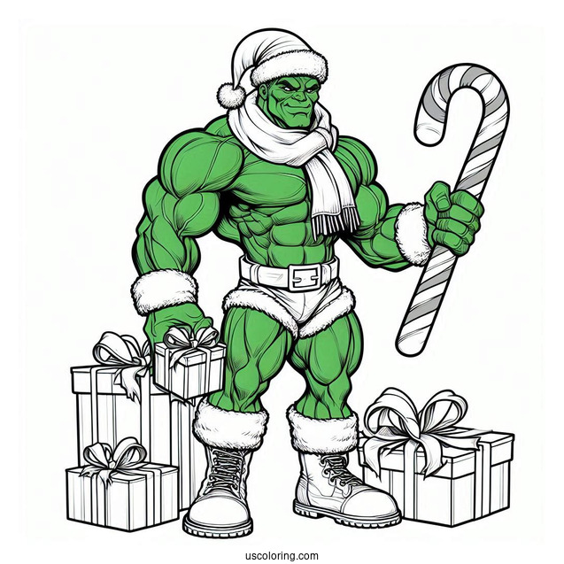 Christmas Inspired Hulk Coloring Page