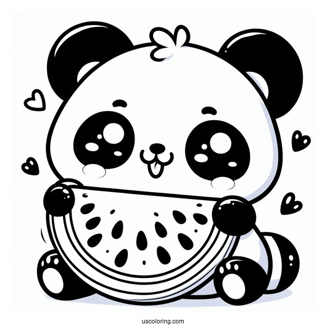 Kawaii Themed Panda With Watermelon