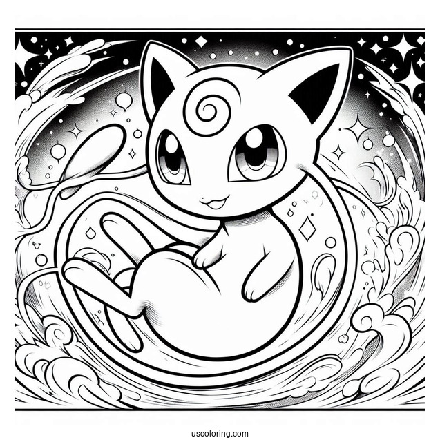 Mew Coloring Page Psywave Pokemon Card