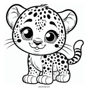 Happy Cheetah Coloring Page With Large Spots