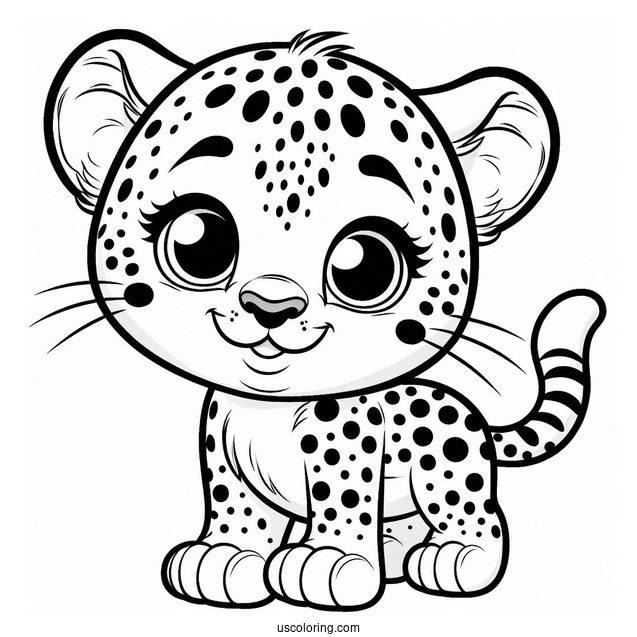 Happy Cheetah Coloring Page With Large Spots