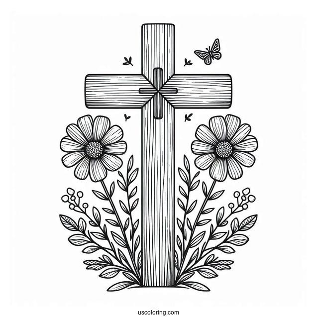 Three Wooden Crosses Coloring In