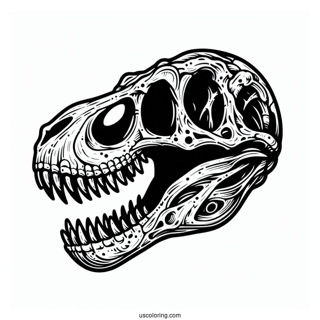 T-Rex Skull Coloring Page For Students